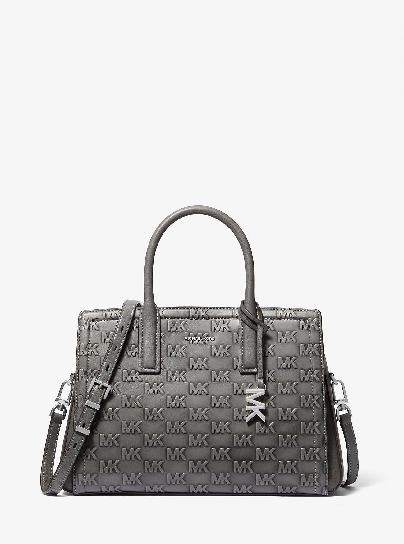 Laila Medium Logo Embossed Burnished Leather Satchel