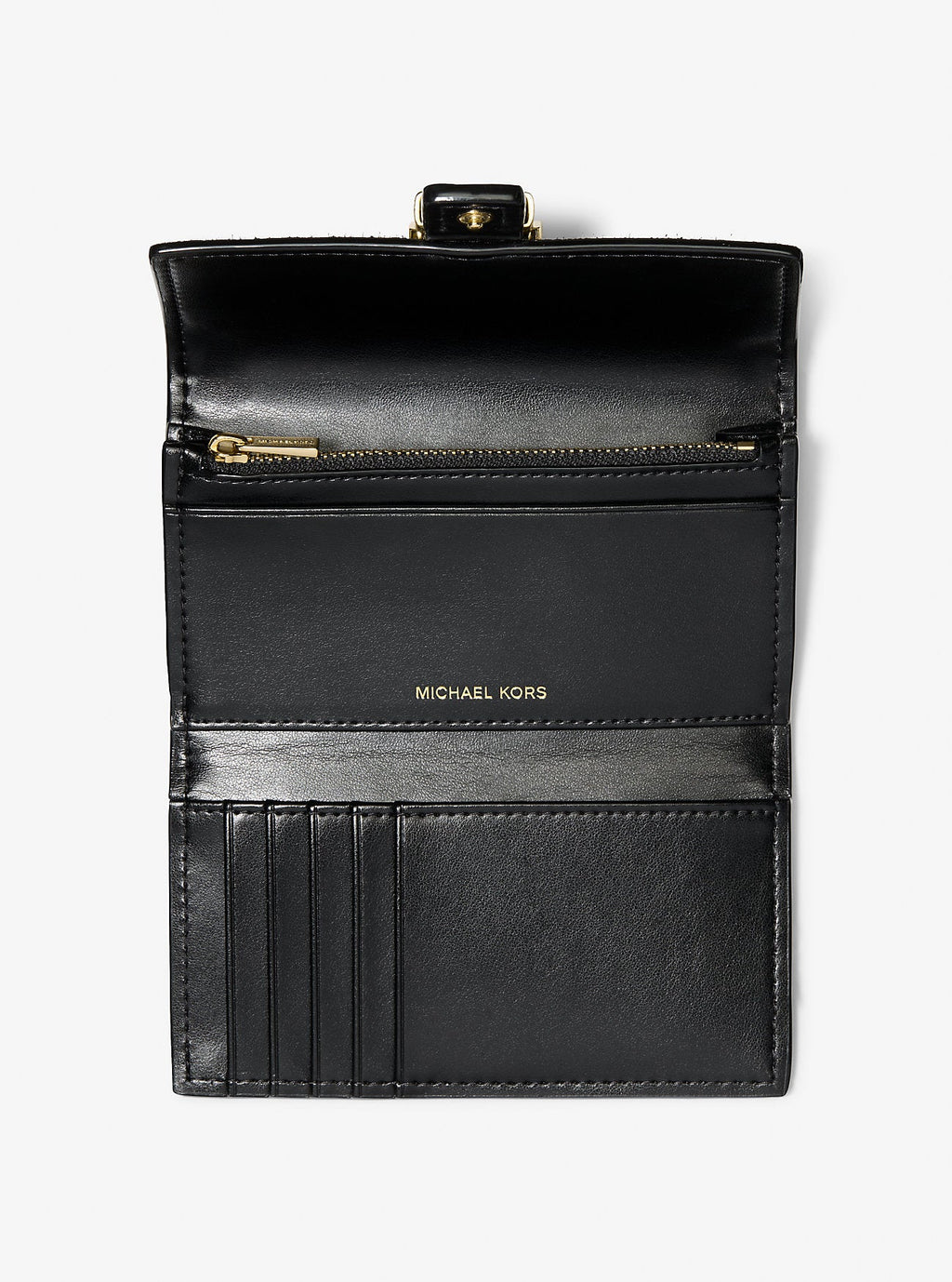 Nolita Medium Leopard Print Calf Hair and Leather Tri-Fold Wallet